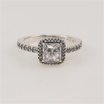 Pandora Sterling Silver Sparkling Square Halo Ring