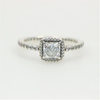 Pandora Sterling Silver Sparkling Square Halo Ring