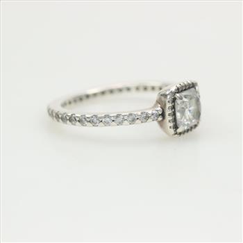 Pandora Sterling Silver Sparkling Square Halo Ring
