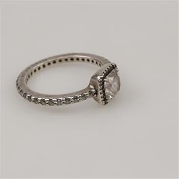 Pandora Sterling Silver Sparkling Square Halo Ring