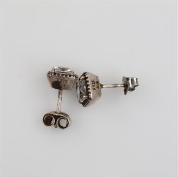 Pandora Sterling Silver Square Sparkle Halo Stud Earrings