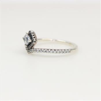 Pandora Sterling Silver Square Sparkle Wishbone Ring
