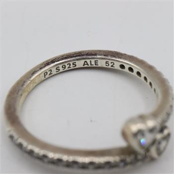 Pandora Sterling Silver Two Sparkling Hearts Ring