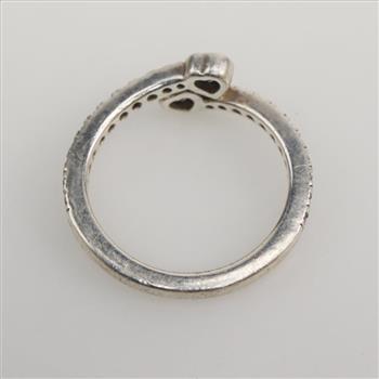 Pandora Sterling Silver Two Sparkling Hearts Ring