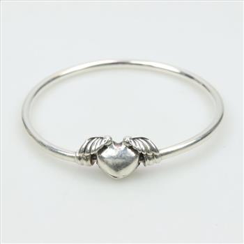 Pandora Sterling Silver Winged Heart Bangle