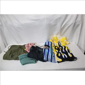 Pants, Button-Up Shirt, Socks, And More Clothing Lot With Backpacks And Laptop Bag