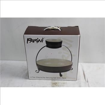 Parini, 2 Tier Chip & Dip Serving Set With Rack