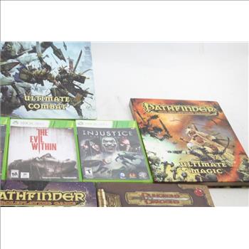 Pathfinder RPG Game Books, Xbox 360 Games, & Dungeon And Dragons Game Guide; 5+ Pieces