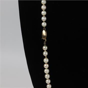 Pearl And 14kt Gold Clasp Necklace