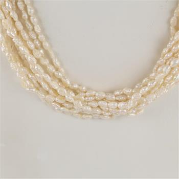 Pearl Multistrand 14kt Gold Plated Necklace