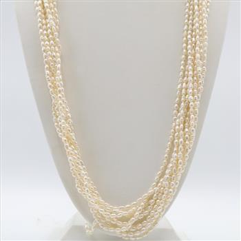 Pearl Necklace 14kt Gold Diamond Sapphire And Ruby Clasp-Evaluated by Certified AGS/GIA