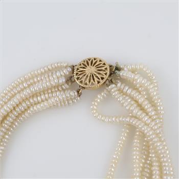 Pearl Necklace And Bracelet With 14kt GF Clasps, 2 Pieces