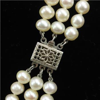 Pearl Necklace Sterling Silver Clasp
