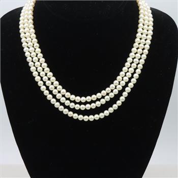 Pearl Necklace Sterling Silver Clasp
