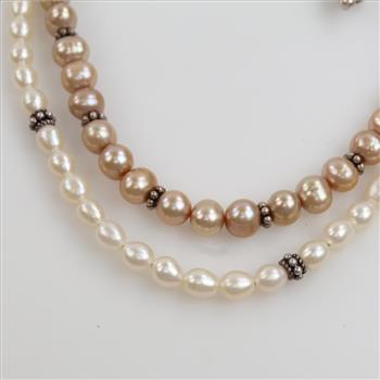 Pearl Necklace With Sterling Silver Accents - Clasp