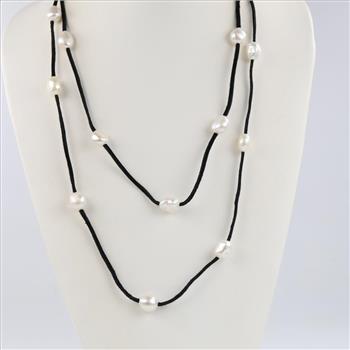 Pearl Silver Clasp Corded Necklace