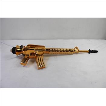 Penny Skateboard With Golden Rifle Hookah Attachment, 2 Pieces