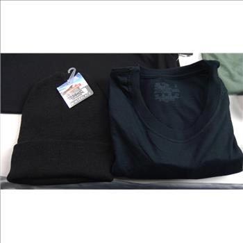 Performance XL Tee, Black Large Tees, Winter Beanie, And Size 8 Slip-On Shoes, 5 Pieces