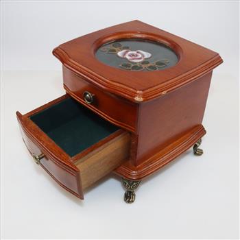 Petite Wooden Jewelry Box With Glass Top