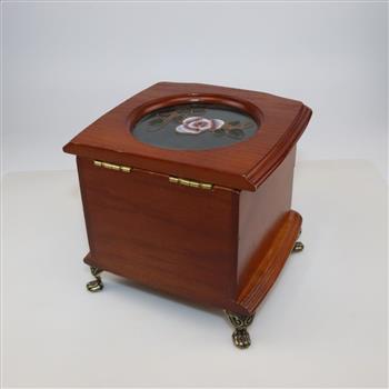 Petite Wooden Jewelry Box With Glass Top