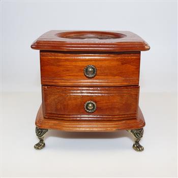 Petite Wooden Jewelry Box With Glass Top