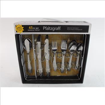 Pfaltzgraff 45 Piece Mirage Frost Flatware Set