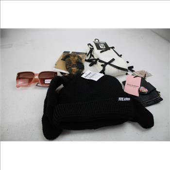 Pink Fluffy Boots Size 7 1/2, Acab Bunny Beanie, True Religion Pink Sunglasses, Juicy Cutoure Card H