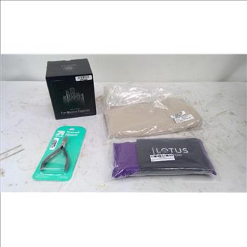 Pink Handbag, Whiskey Tumblers, Lotus Eyepillow, Cloth Napkins, And More, 6 Pieces