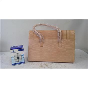 Pink Handbag, Whiskey Tumblers, Lotus Eyepillow, Cloth Napkins, And More, 6 Pieces