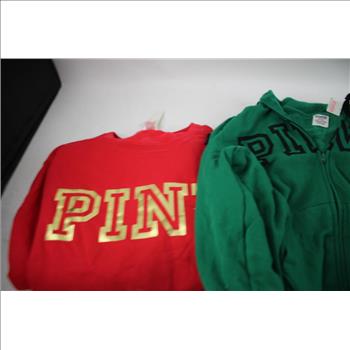 PINK Zip-Up Sweaters, Sweatshirt, Medium - XL, 3 Pieces
