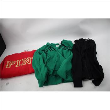 PINK Zip-Up Sweaters, Sweatshirt, Medium - XL, 3 Pieces