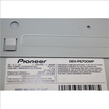 Pioneer DEH-P6700MP CD Reciver With MP3
