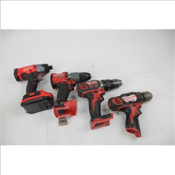 Pittsburgh 12V 150 PSI Air Compressor, Milwaukee Hammer Drill, Milwaukee M12 M18 Charger And More Bulk, 8 Pieces