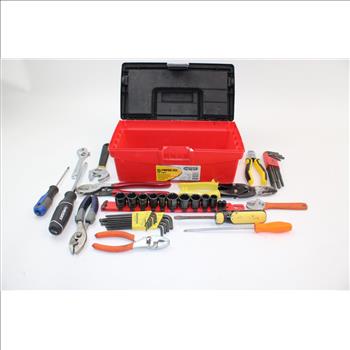 Pittsburgh, Stanley, Husky, & More Assorted Hand Tools In Keter All Purpose Box; 5+ Pieces