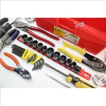 Pittsburgh, Stanley, Husky, & More Assorted Hand Tools In Keter All Purpose Box; 5+ Pieces