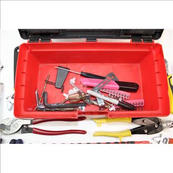 Pittsburgh, Stanley, Husky, & More Assorted Hand Tools In Keter All Purpose Box; 5+ Pieces