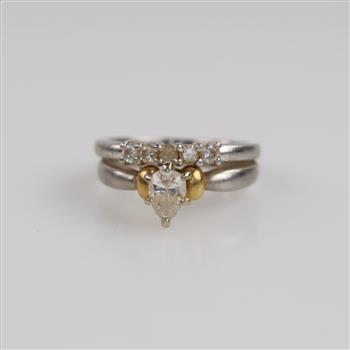 Platinum  And 18kt Gold Accent Diamond Wedding Set