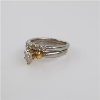 Platinum  And 18kt Gold Accent Diamond Wedding Set
