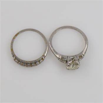 Platinum Clear Stone Diamond Accent Wedding Set