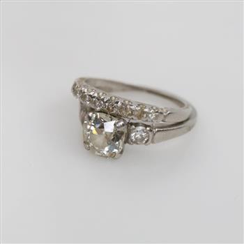 Platinum Clear Stone Diamond Accent Wedding Set