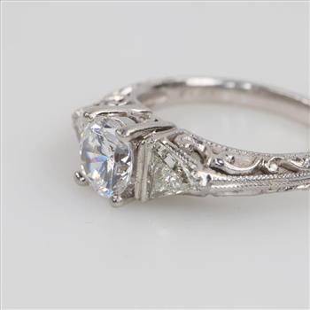 Platinum Cubic Zirconia Diamond Clear Stone Ring