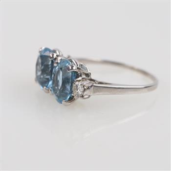 Platinum Diamond And Blue Spinel Ring
