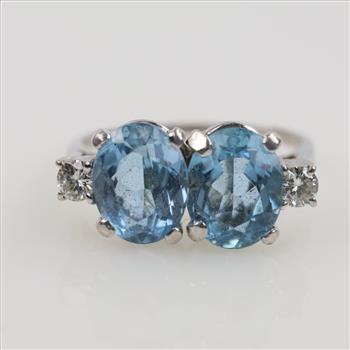Platinum Diamond And Blue Spinel Ring