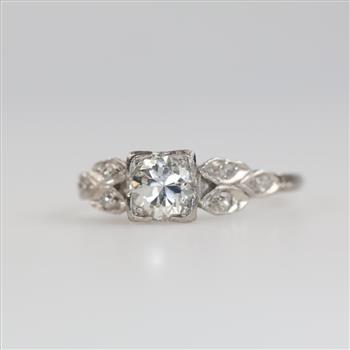 Platinum Diamond And Clear Stone Ring