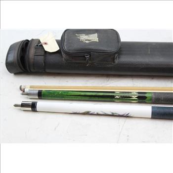 Players And Harvard Pool Cues In Case