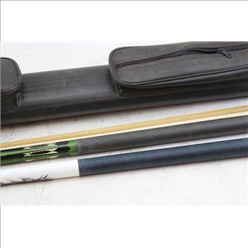 Players And Harvard Pool Cues In Case