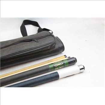 Players And Harvard Pool Cues In Case