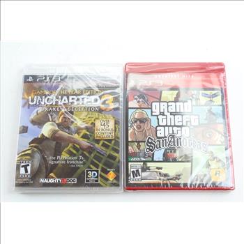 Playstation 3 Games: Grand Theft Auto San Andreas, Uncharted 3: 2 Items