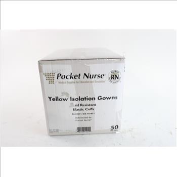Pocket Nurse Yellow Isolation Gowns, 50 Count