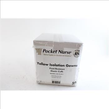 Pocket Nurse Yellow Isolation Gowns, 50 Count